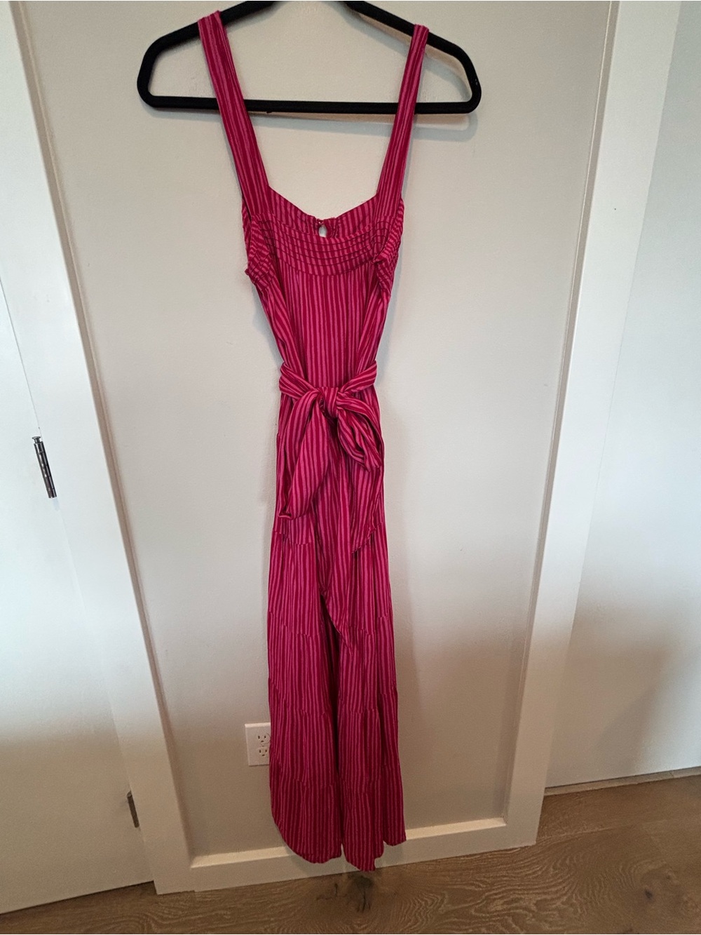 Natalie Martin Rayon Fuchsia Sleeveless Maxi Dress with Matching Sash - Picture 2 of 6